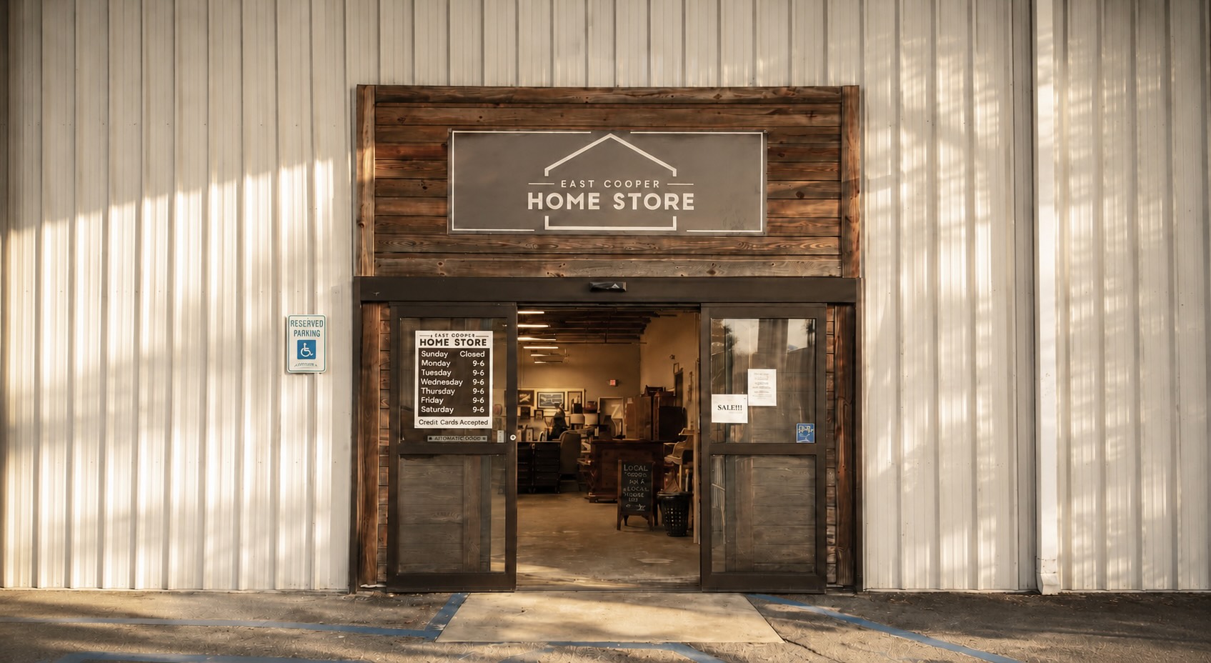 East Cooper Home Store storefront entrance on Long Point Road